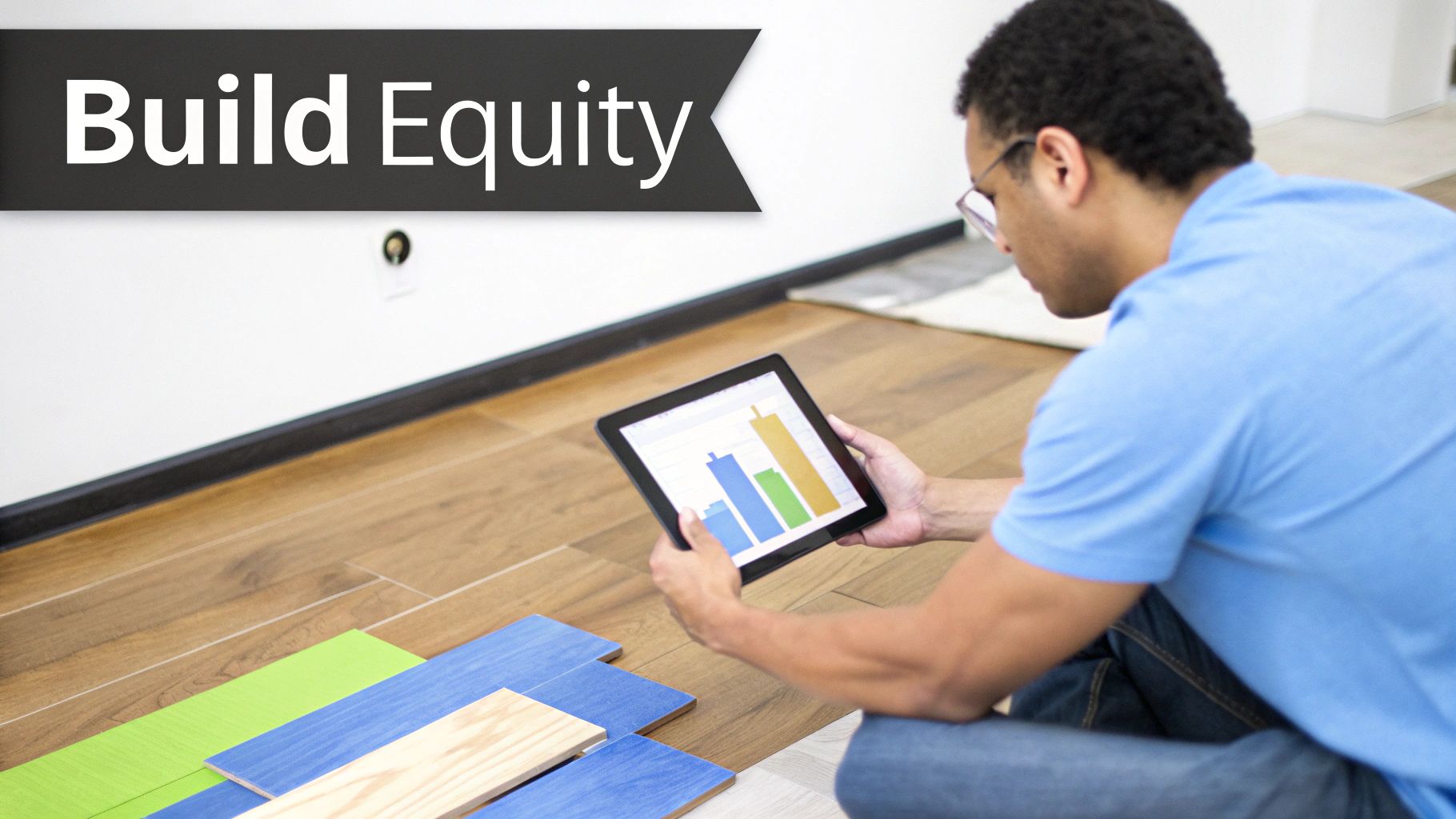 A modern, renovated kitchen with new countertops and cabinets, representing home improvements.