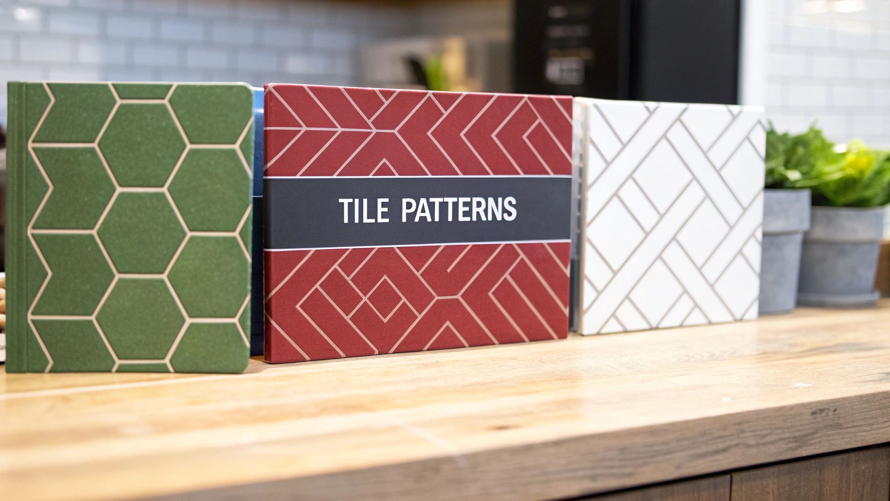 A stylish kitchen backsplash featuring an intricate arabesque tile pattern.