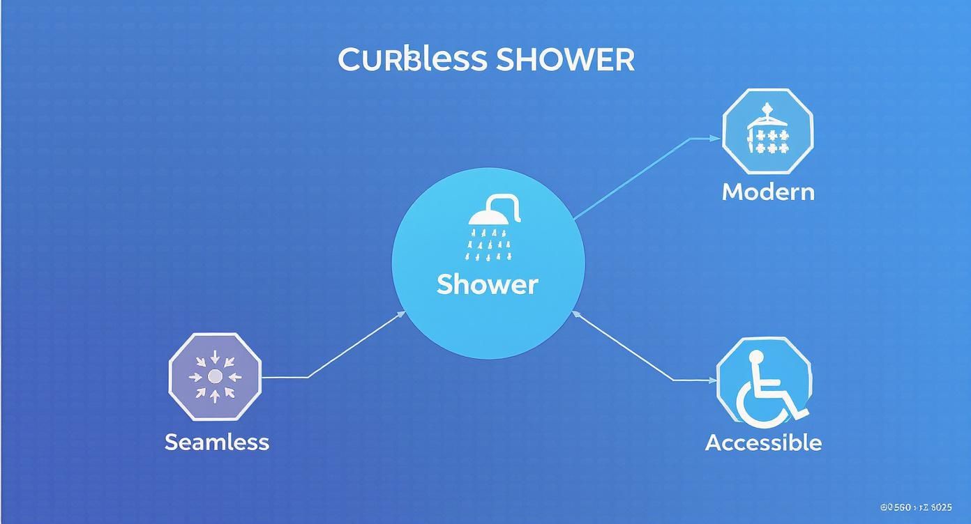 Infographic about what is a curbless shower