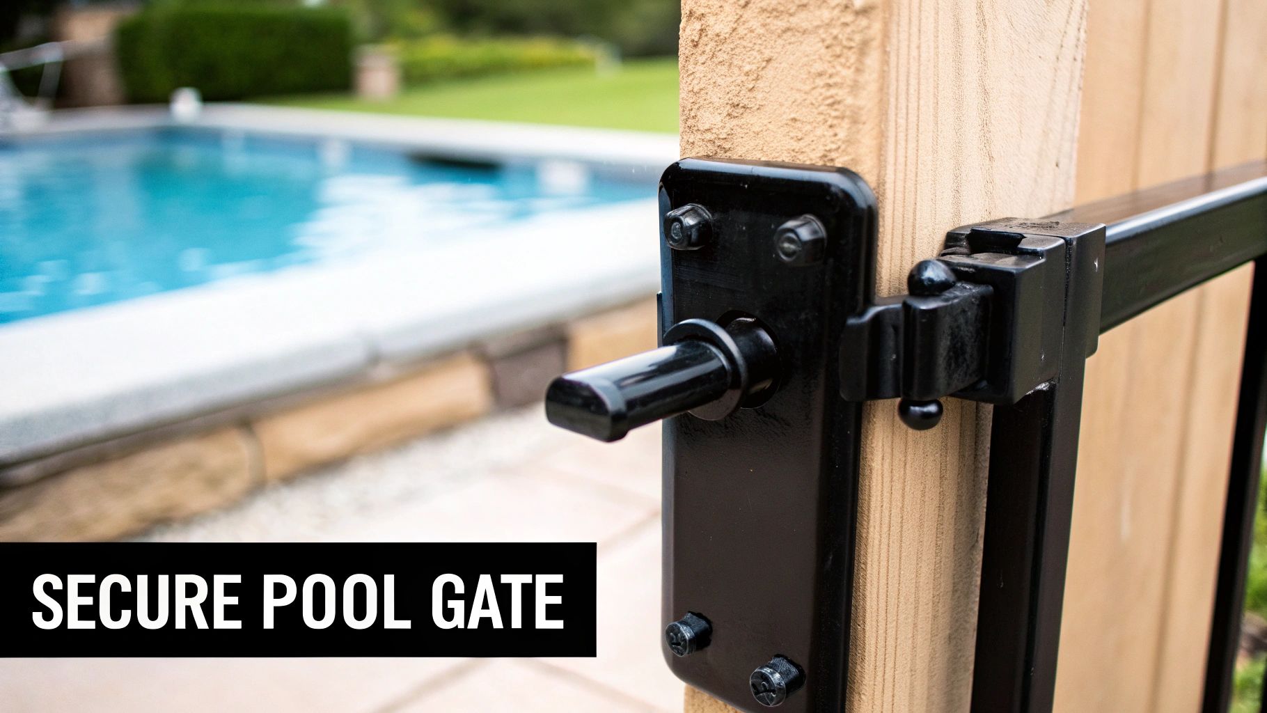 A secure, self-latching pool gate that meets Arizona's strict safety requirements.