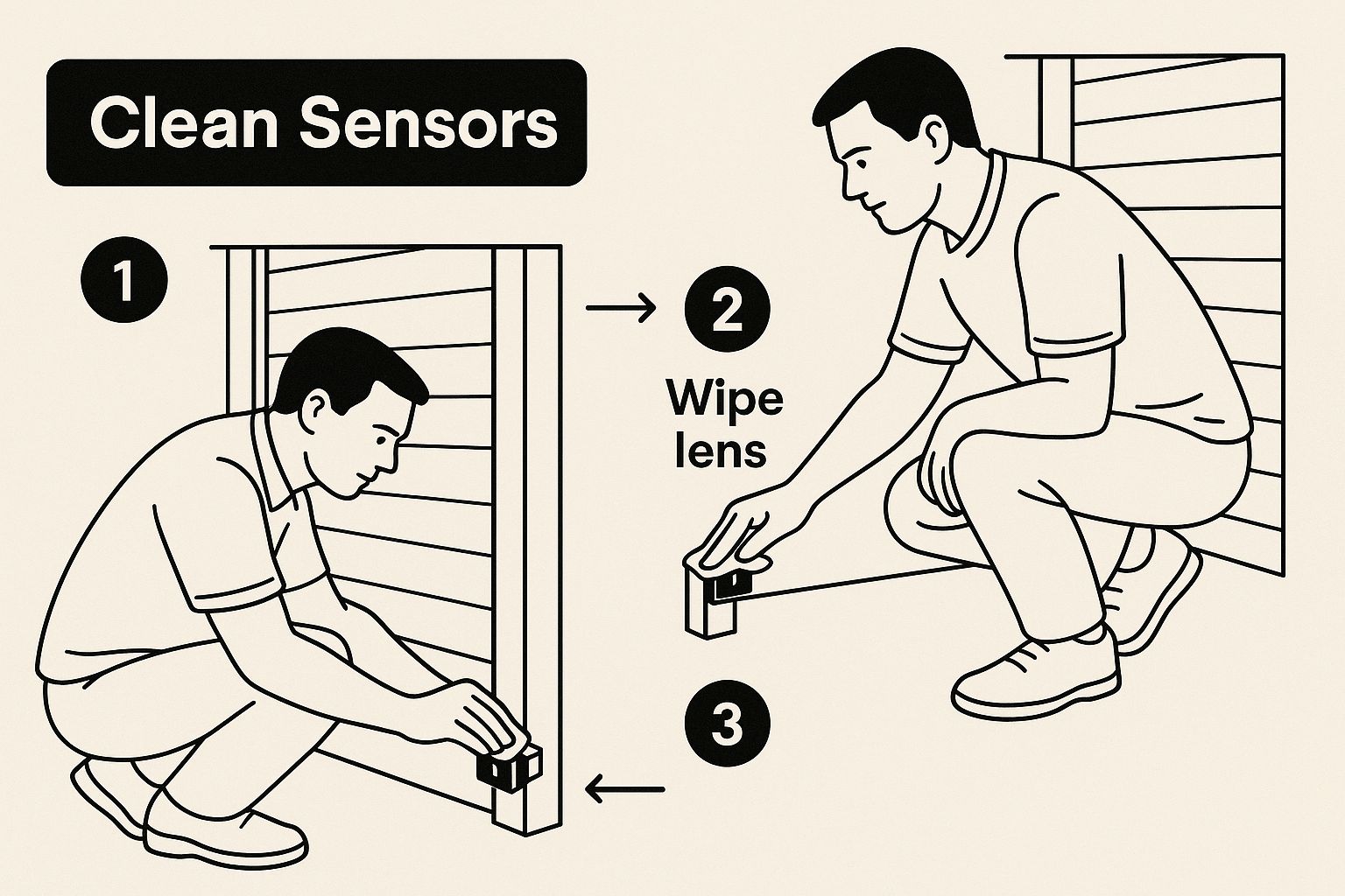 Infographic about garage door sensors red light
