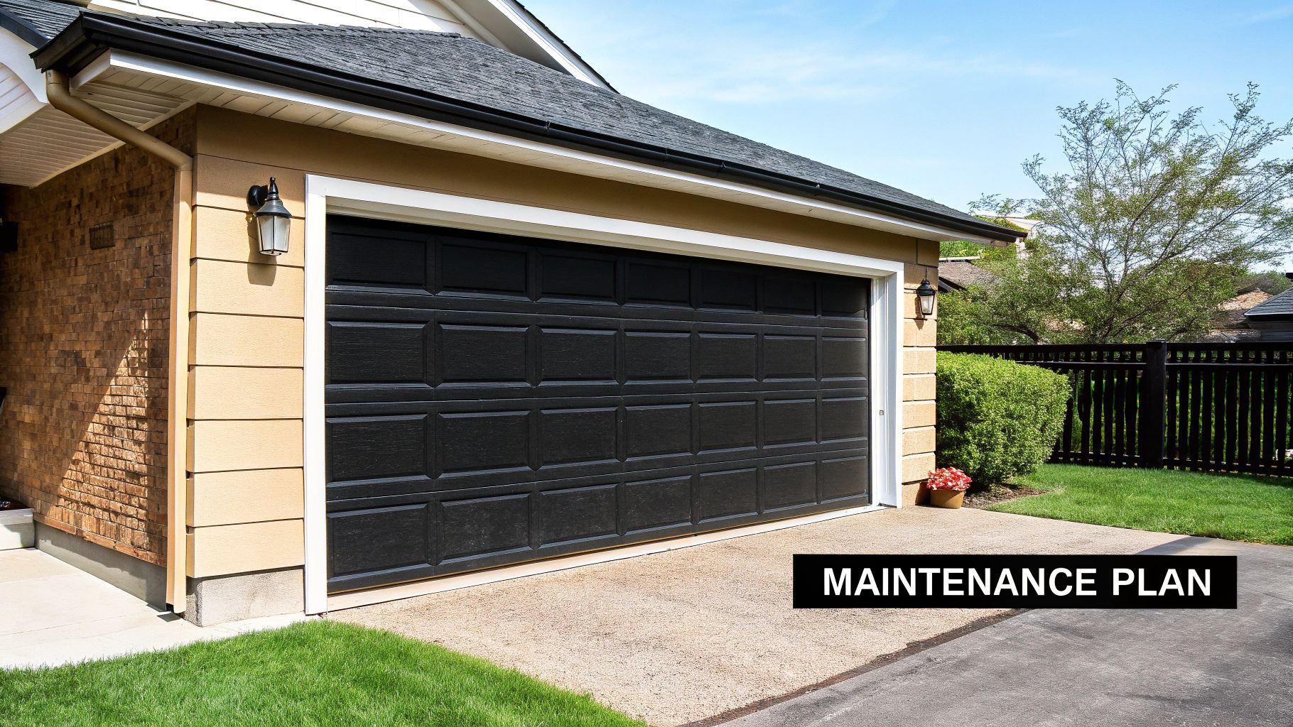 A well-maintained, modern residential garage door.