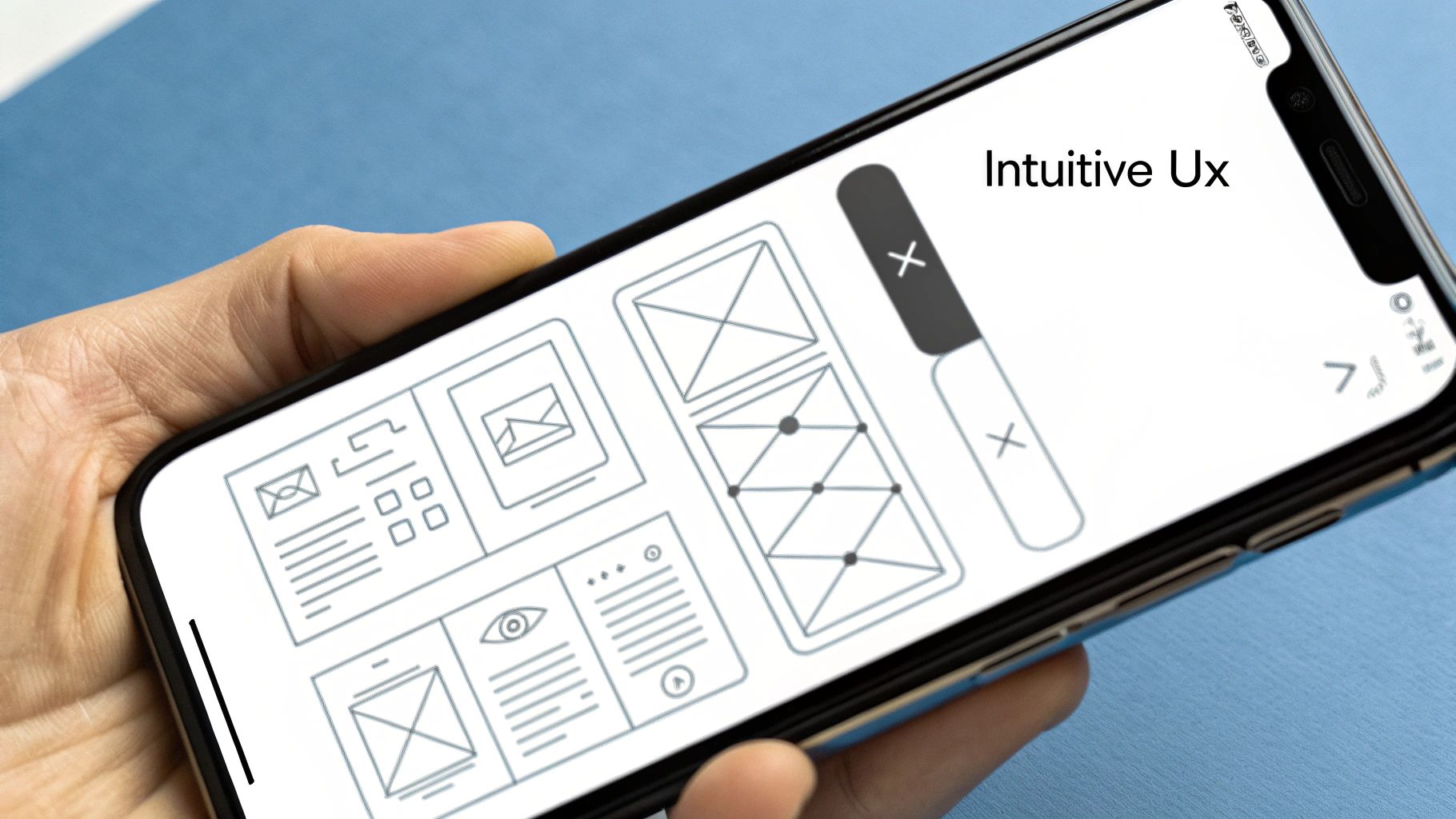 A designer mapping out an app's user interface on a digital tablet