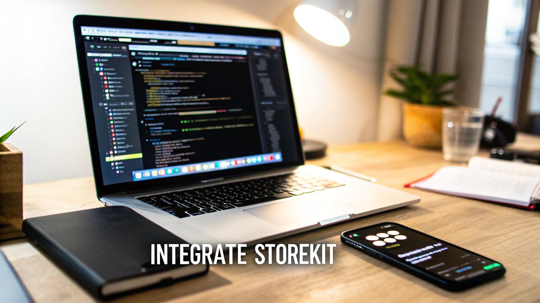 A graphic showing a lock and a dollar sign, symbolizing secure revenue for iOS in-app purchasing.