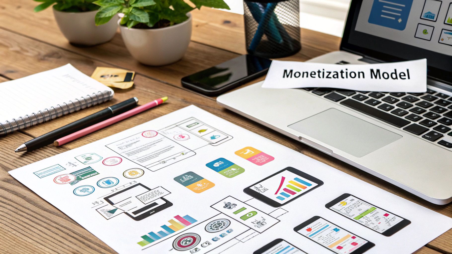 A person's hand holding a smartphone displaying various app icons with dollar signs.