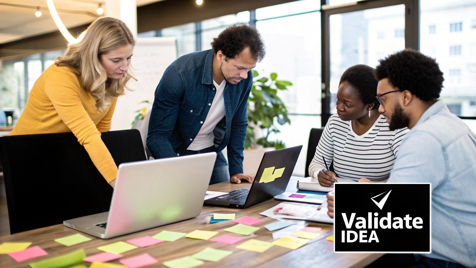 A person sketching app wireframes on a tablet, with user flow diagrams in the background.