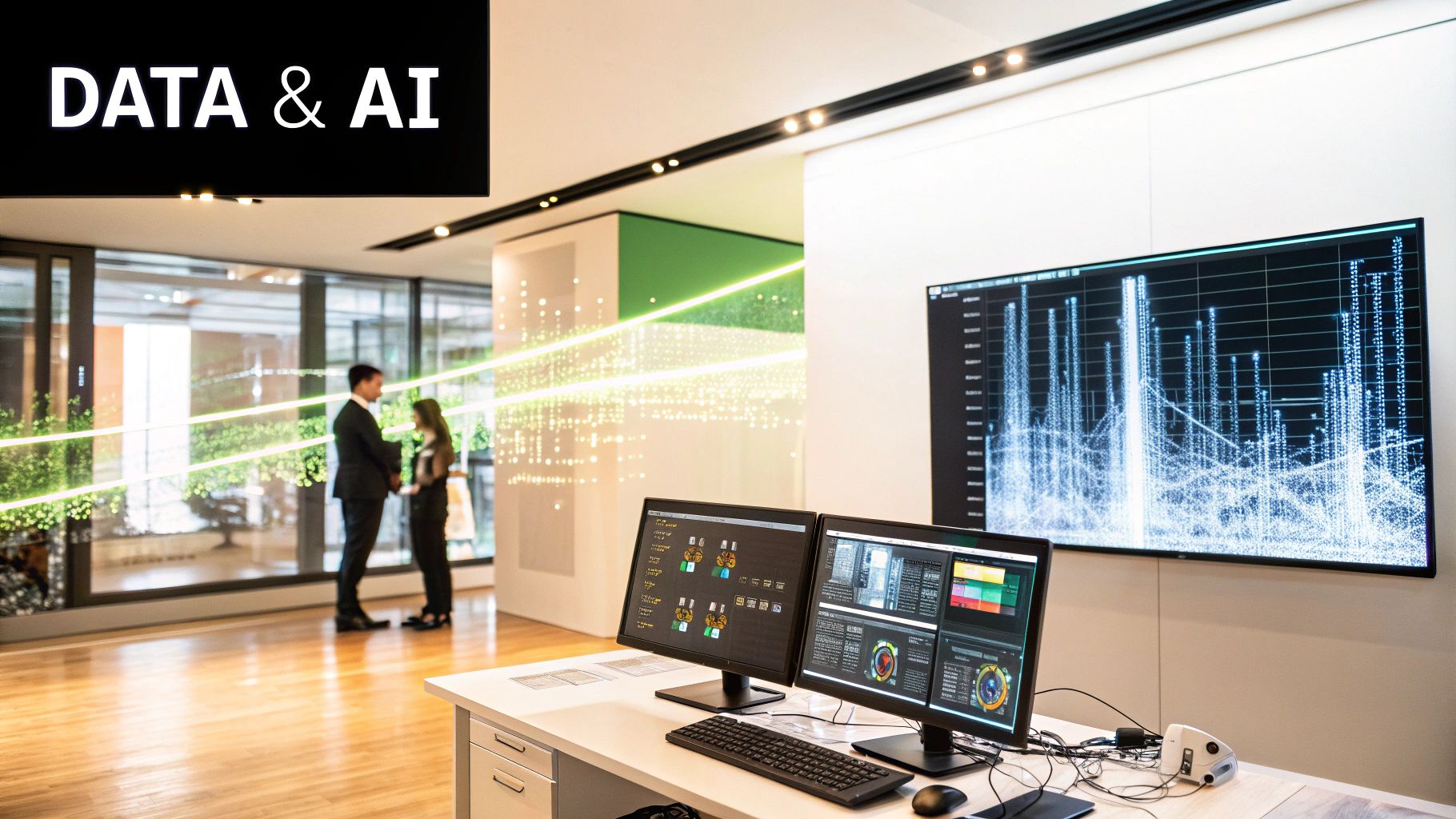 An AI interface showing data analytics and user behavior predictions for revenue optimization.