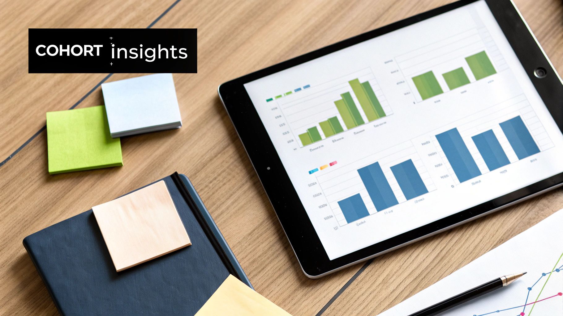 A chart showing different customer cohorts and their lifetime value over time