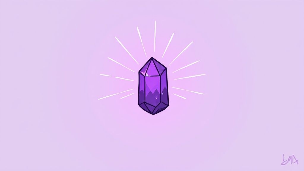 A collection of amethyst crystals in various shapes and sizes, showcasing their deep purple colors.