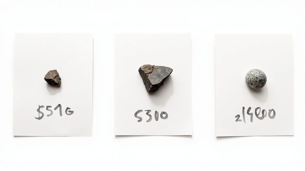 A polished slice of a meteorite showing its intricate crystal structure against a dark background