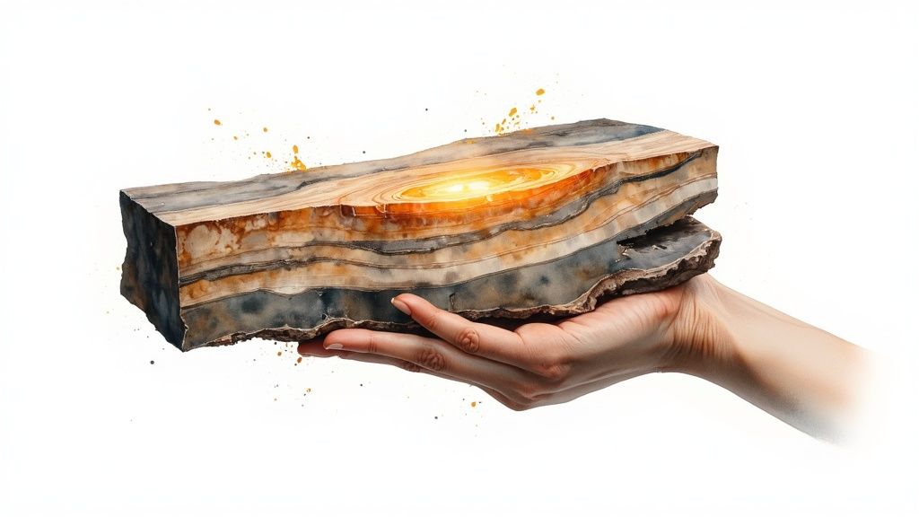 Close-up of a kyanite-rich metamorphic rock, showing the crystalline structure formed under intense heat and pressure.