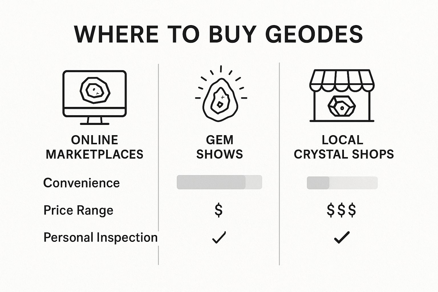 Infographic about where to buy geodes
