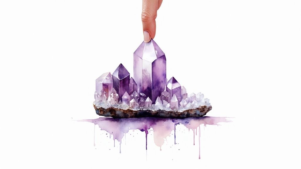 A large, vibrant amethyst quartz crystal cluster