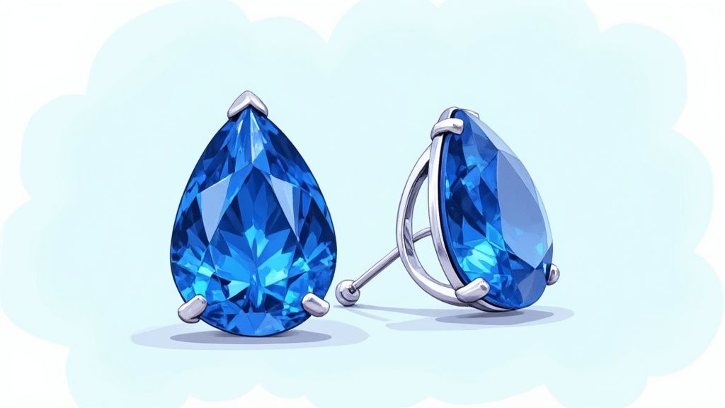 A collection of unique gemstones featuring a vibrant opal, a lustrous pearl, and a deep blue-violet tanzanite.