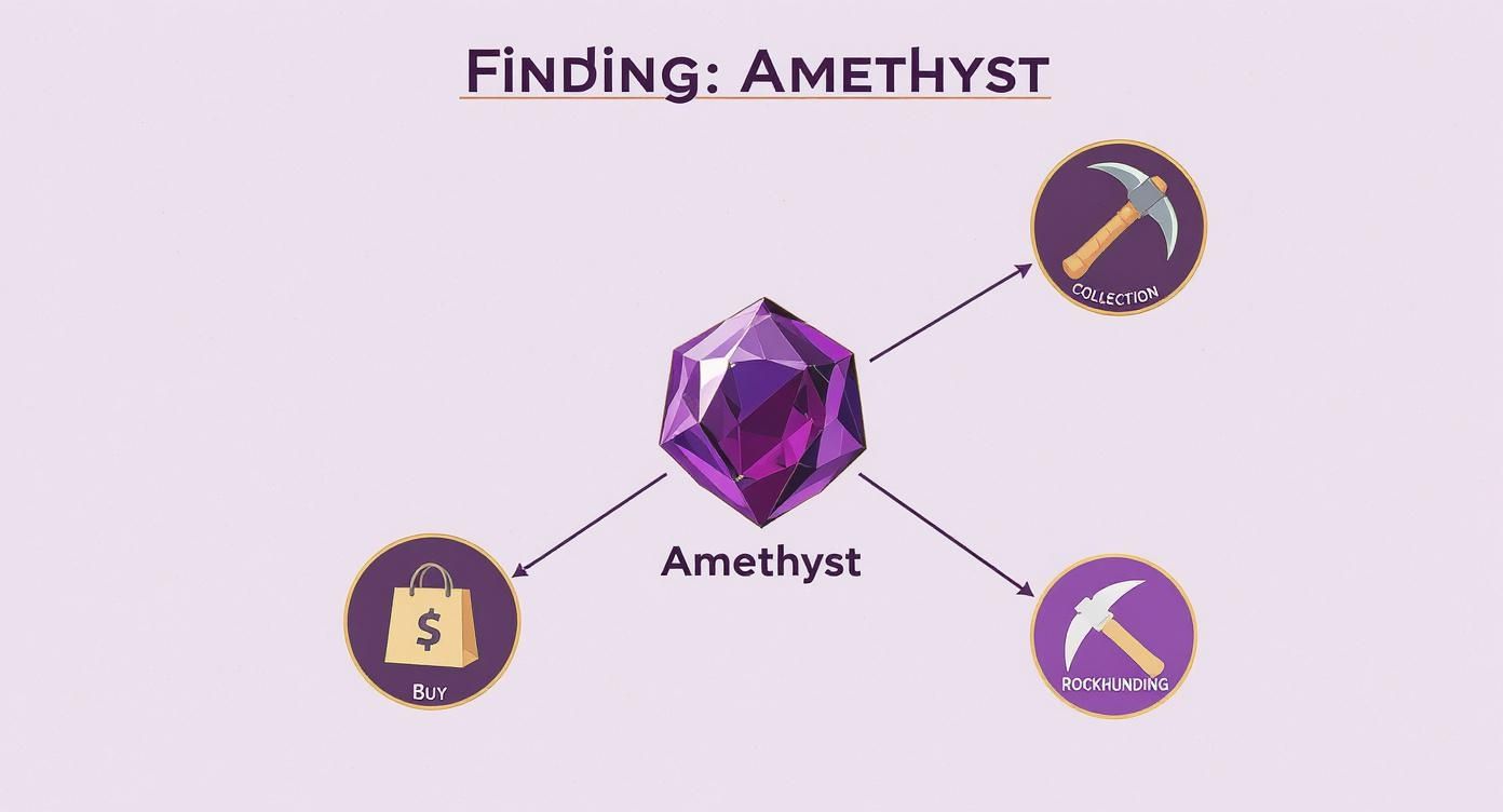 Infographic about where to find amethyst