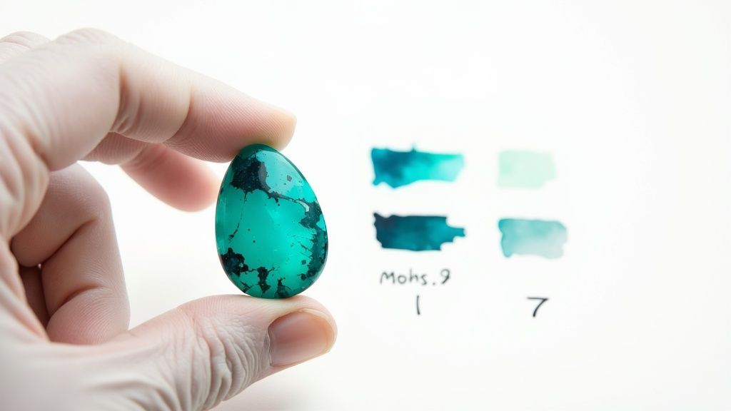 Vibrant blue--green chrysocolla in quartz specimen