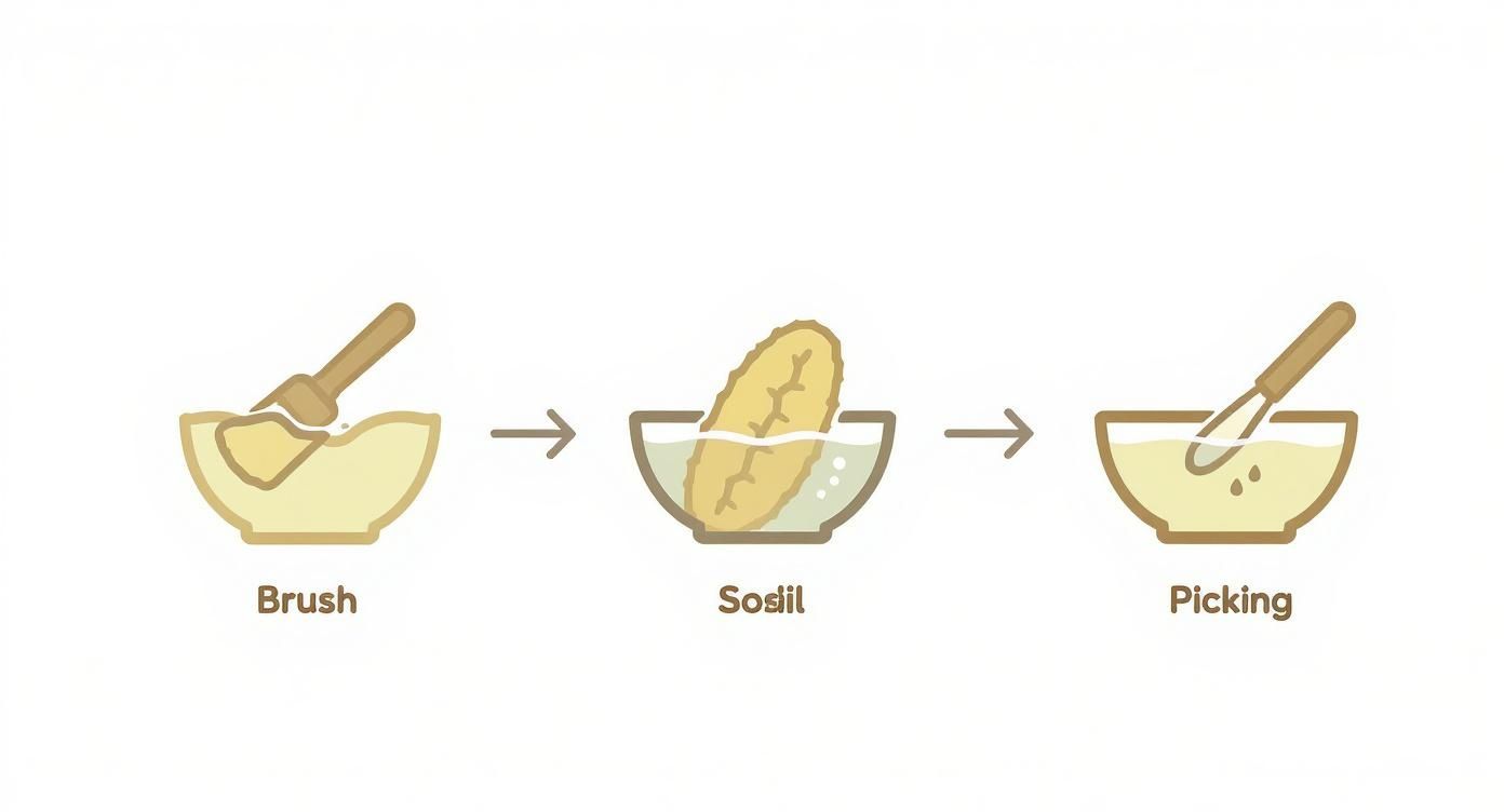 Infographic about how to clean fossils