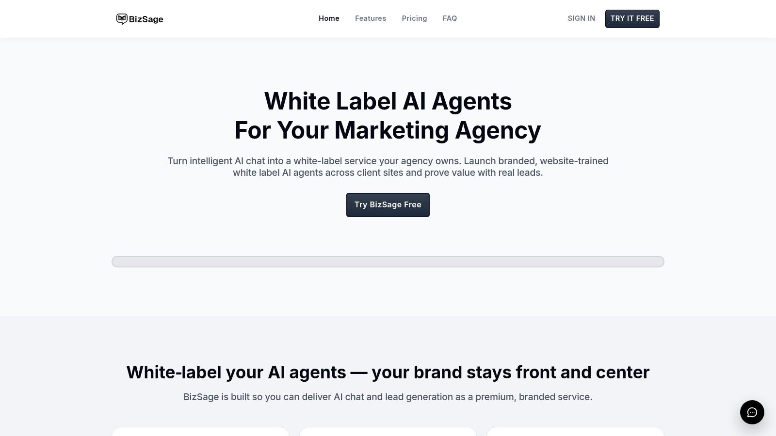 BizSage Dashboard showing AI agents