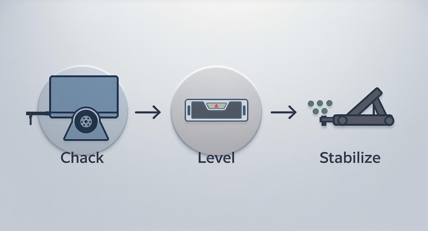 Infographic about how to level a travel trailer