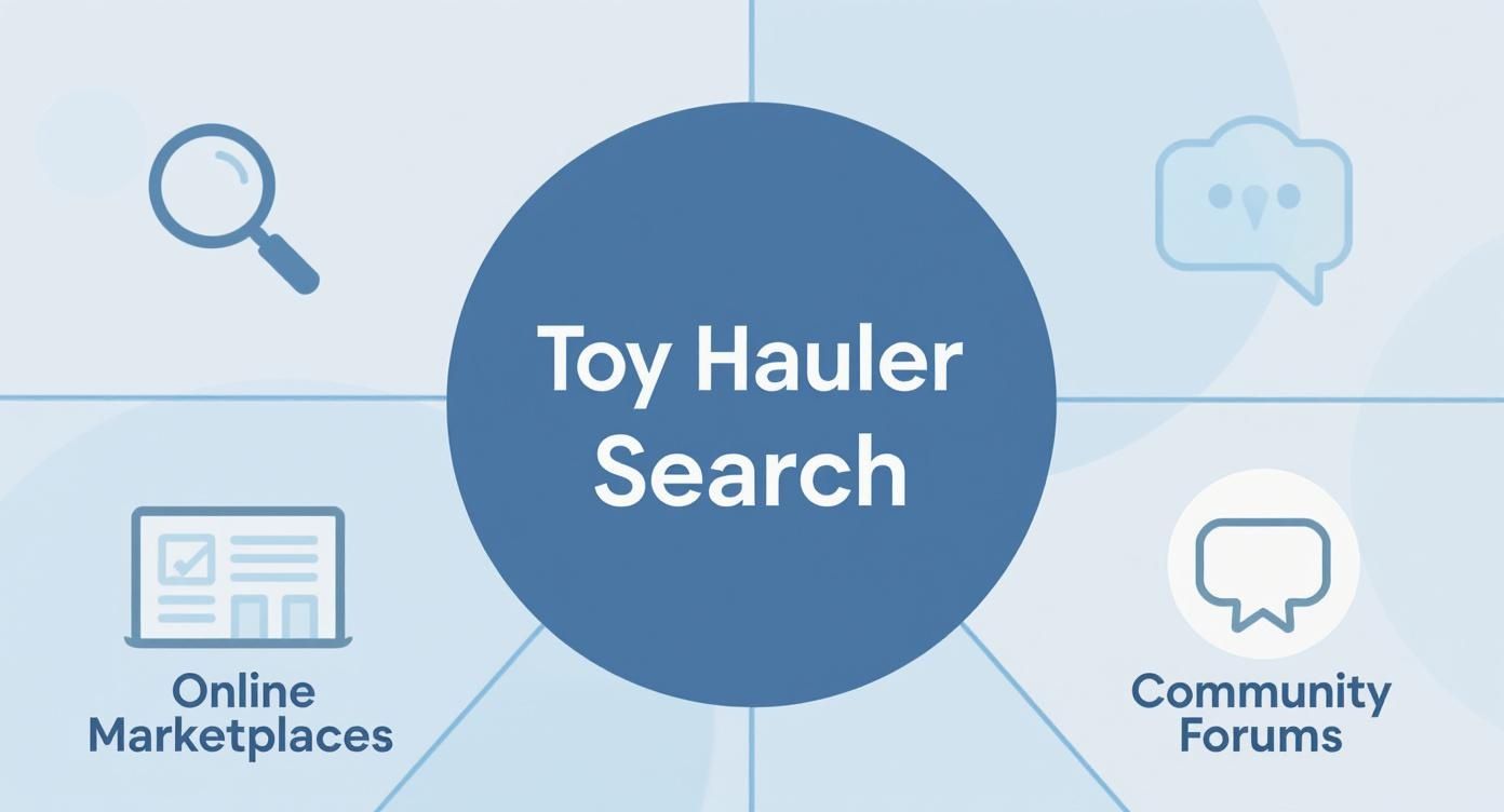 Infographic about toy hauler fifth wheels for sale near me