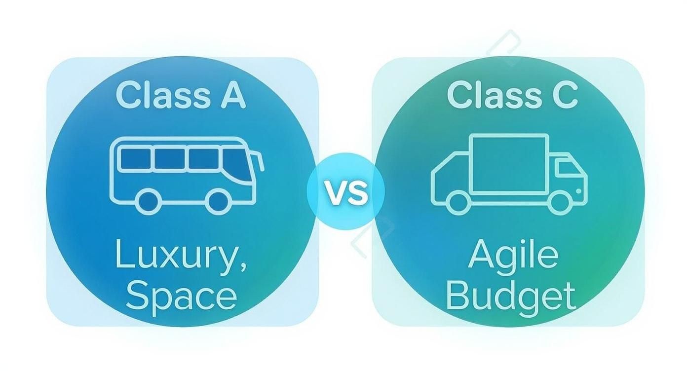 Infographic about class a vs class c motorhome