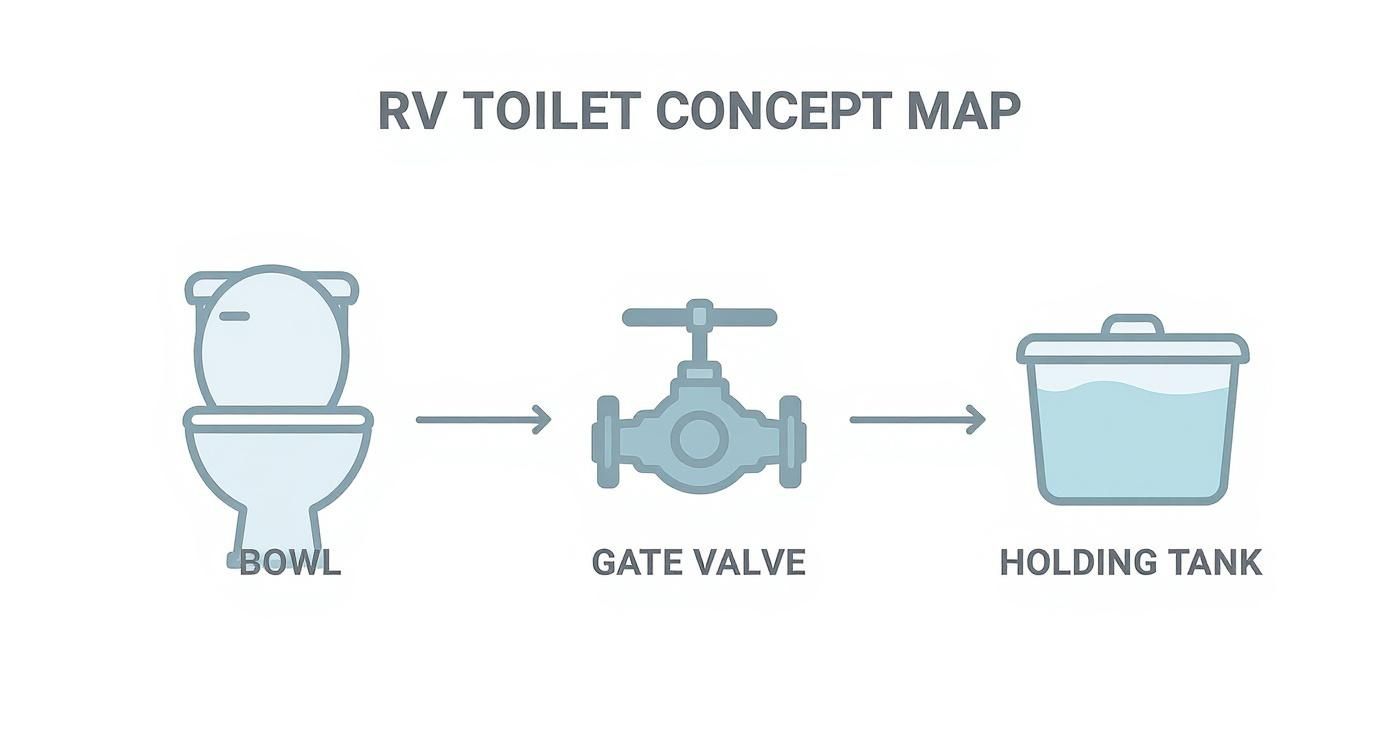 Infographic about how does a rv toilet work