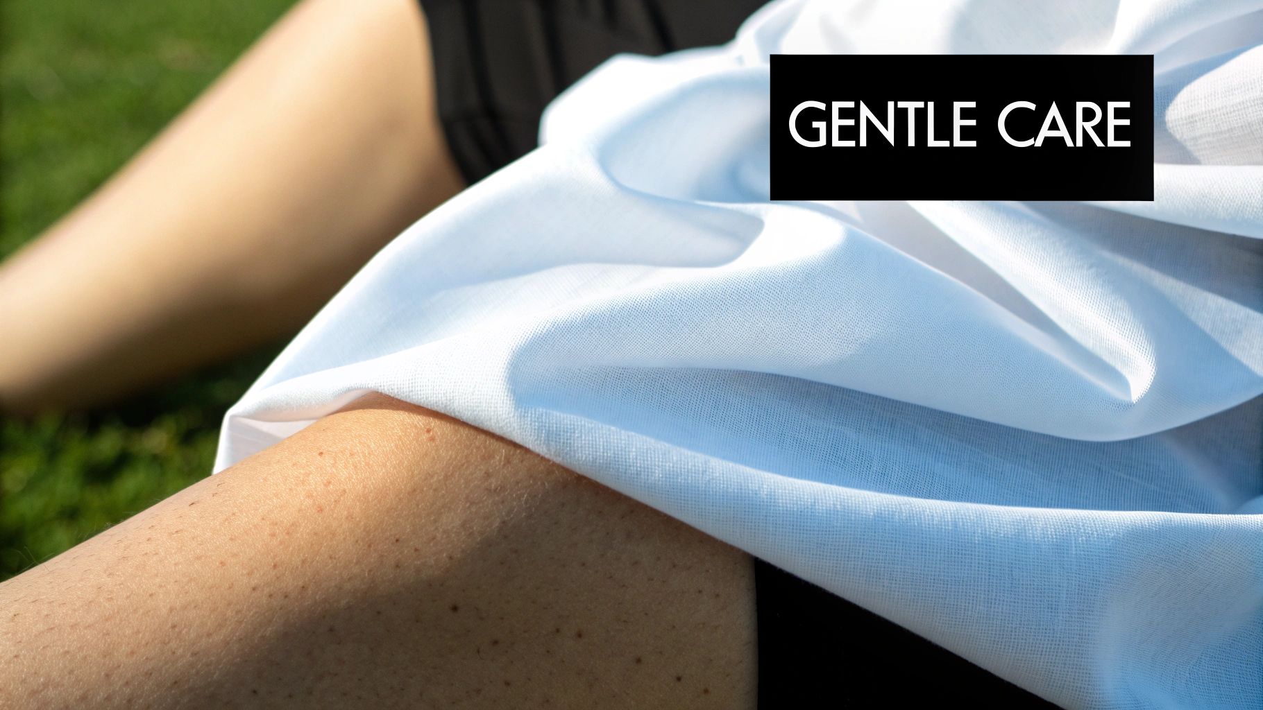 A dermatology professional in a clean, modern clinic explaining aftercare to a client.