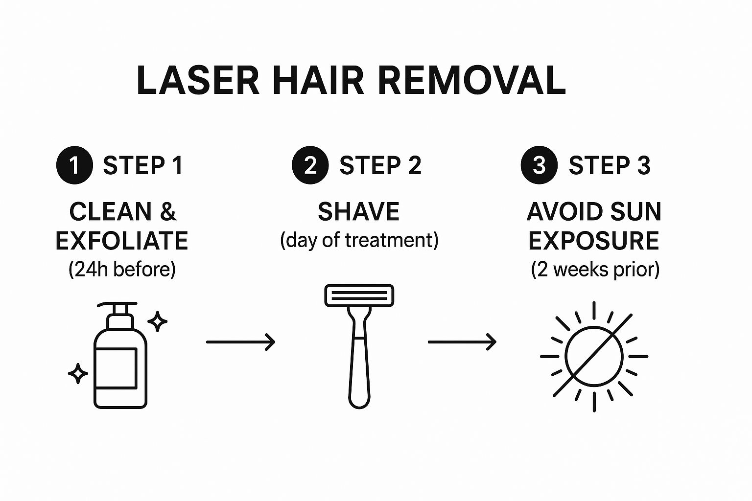 Infographic about instructions for laser hair removal