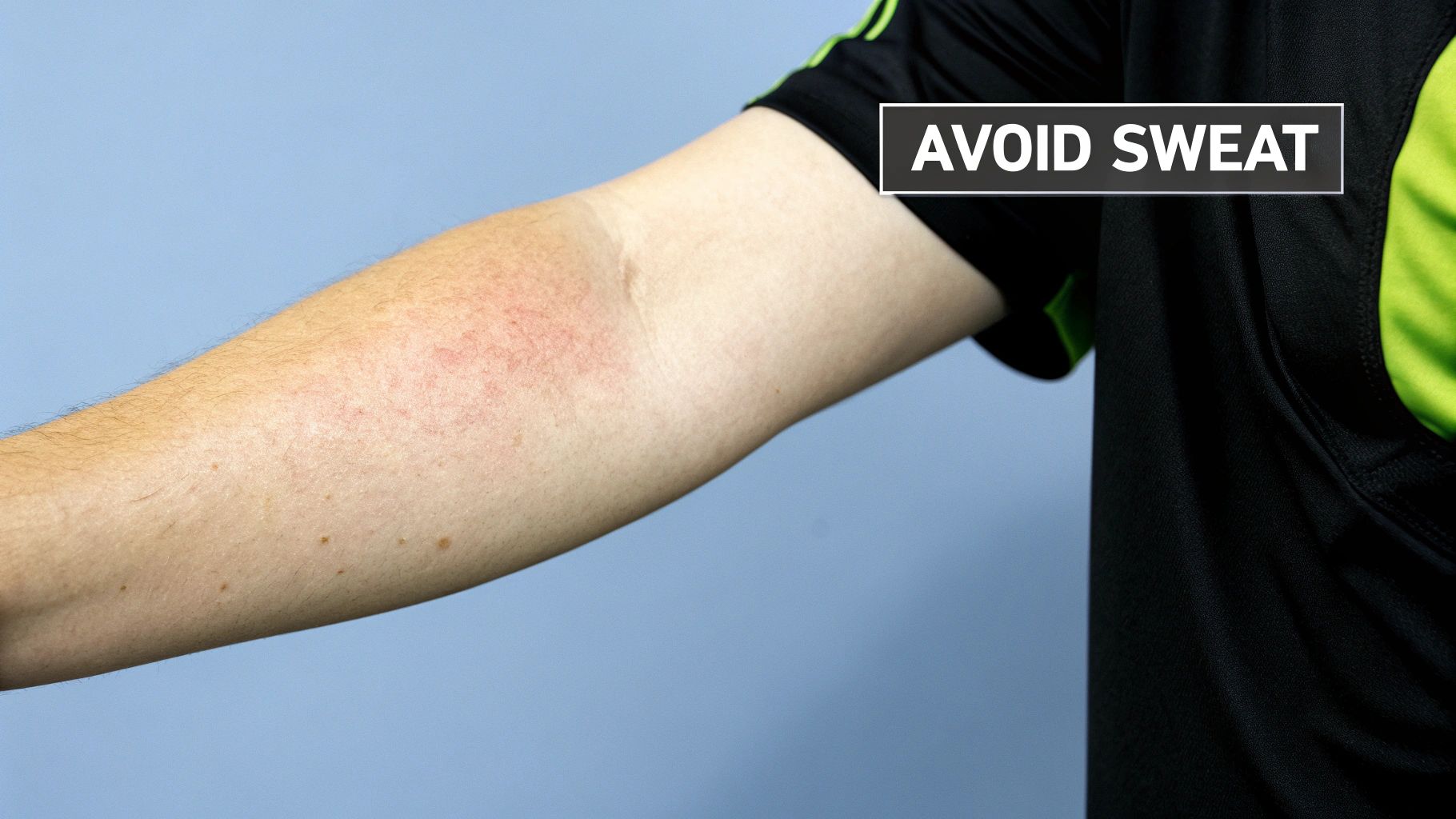 A person's smooth, freshly treated skin, looking calm and healthy.