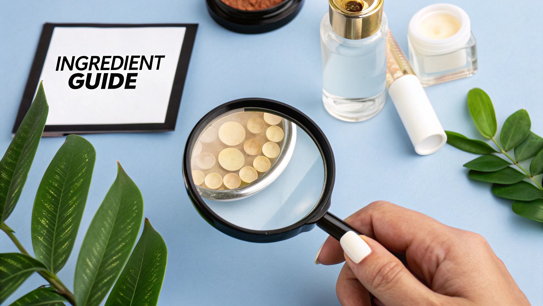 Person carefully reading the label on a deodorant stick