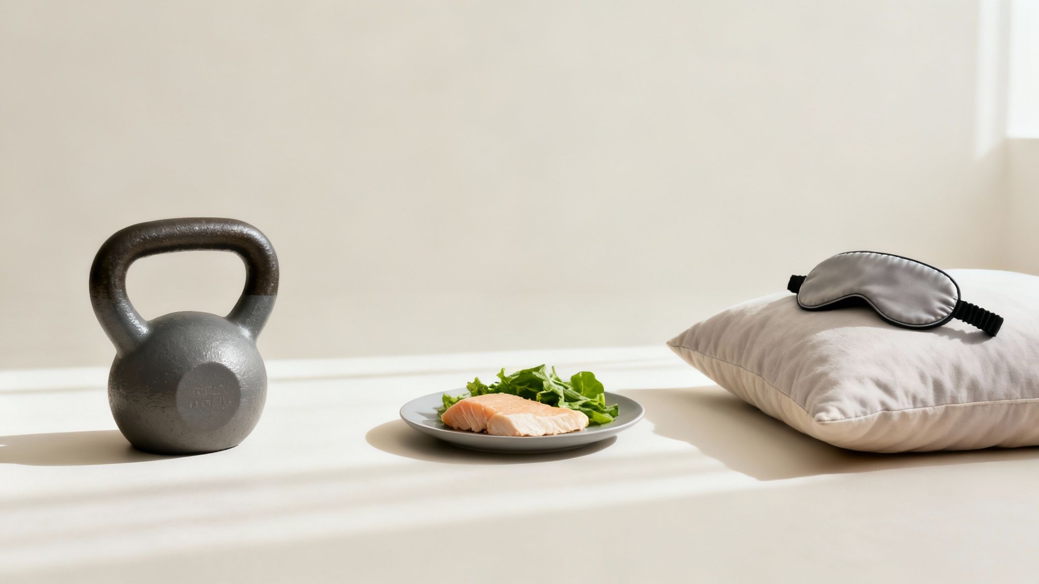 A person sleeping deeply in a dark, comfortable room, symbolizing rest and recovery.