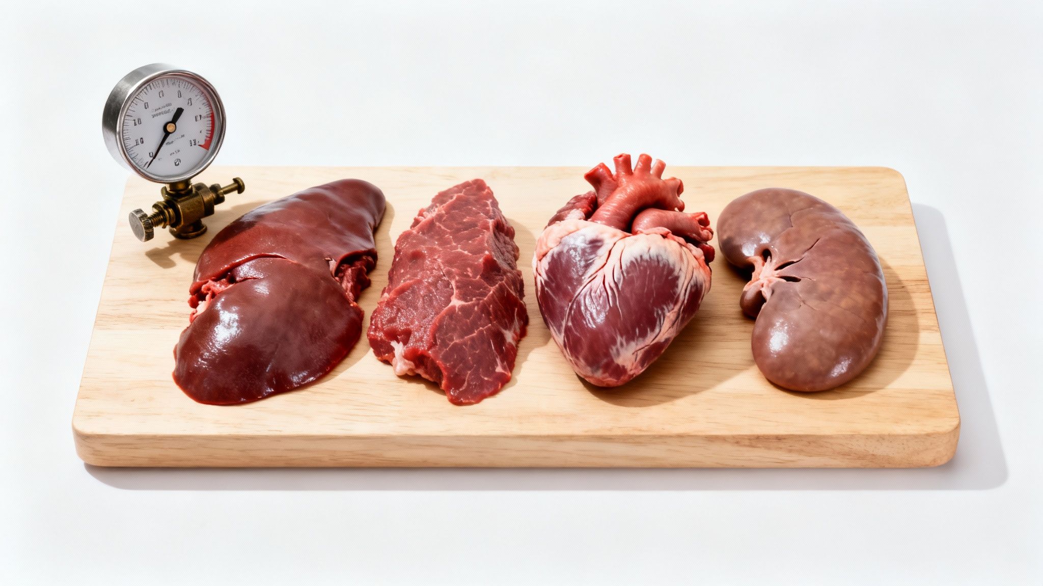 Beef organs on a table