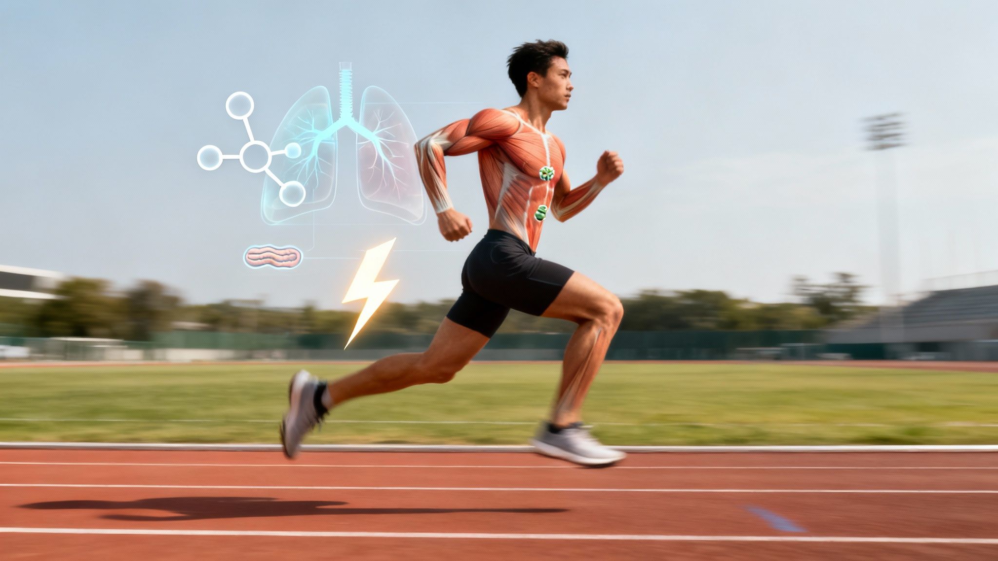 Athlete in motion, showing peak performance and endurance.