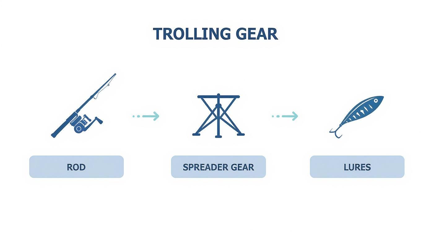 Infographic about what is trolling in fishing