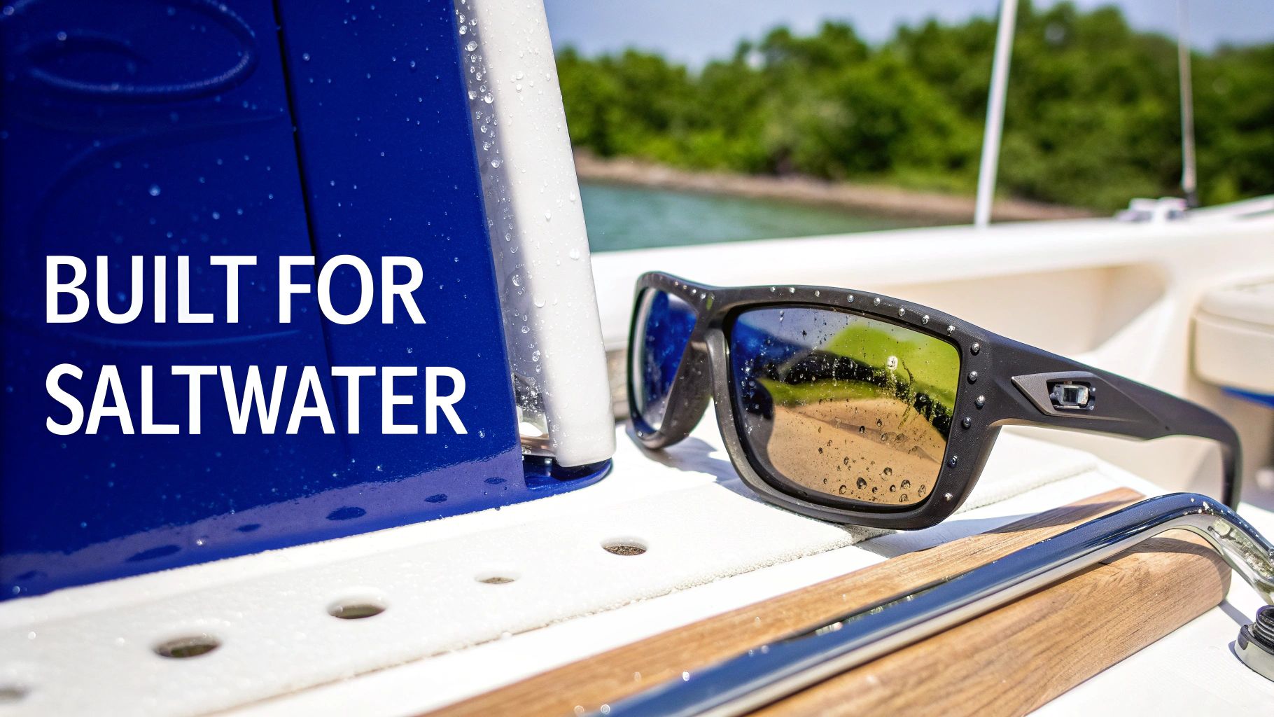 An angler wearing fish polarized sunglasses holding a large fish on a boat.