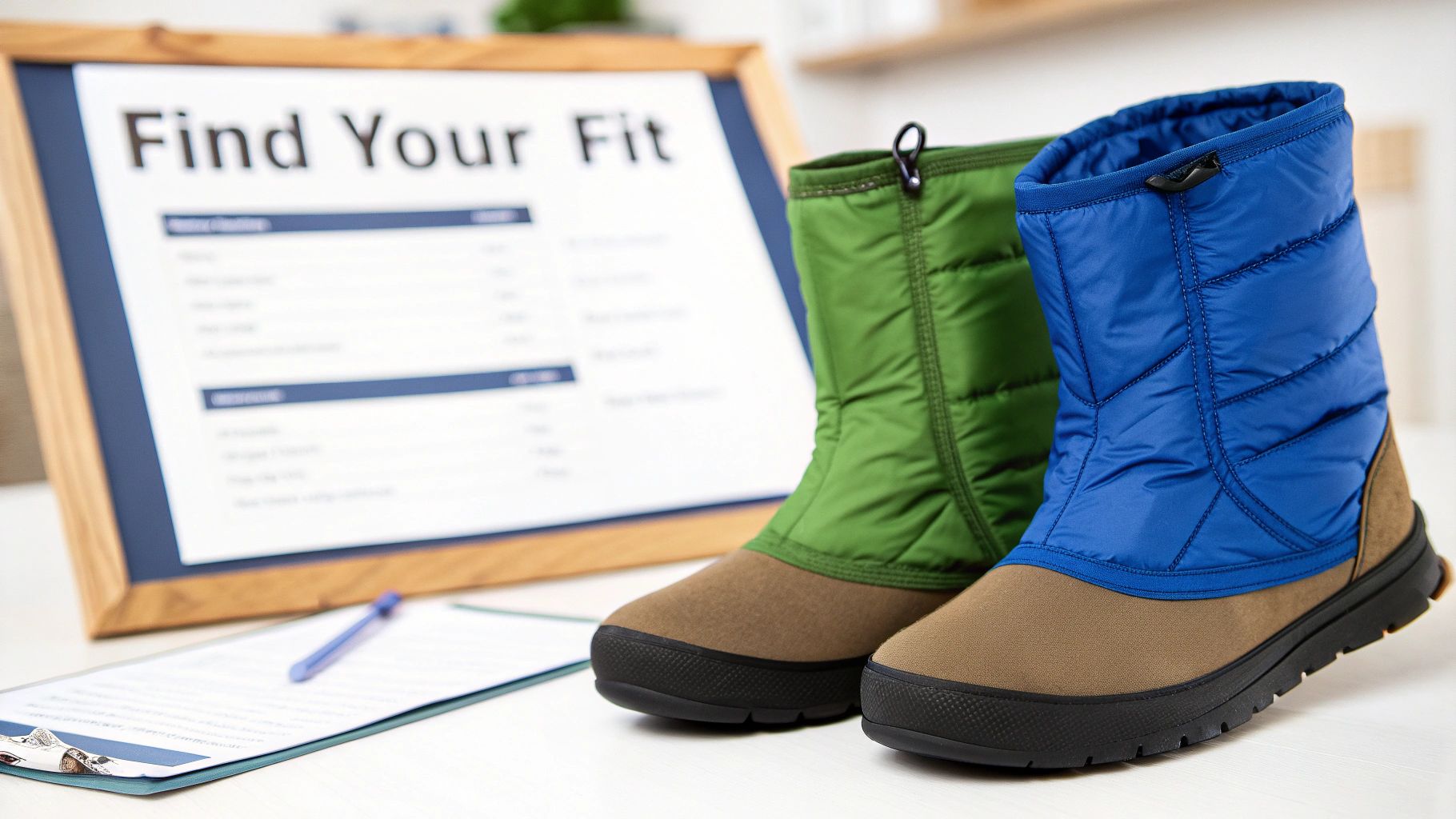 Angler testing boot covers on a frosty boat deck