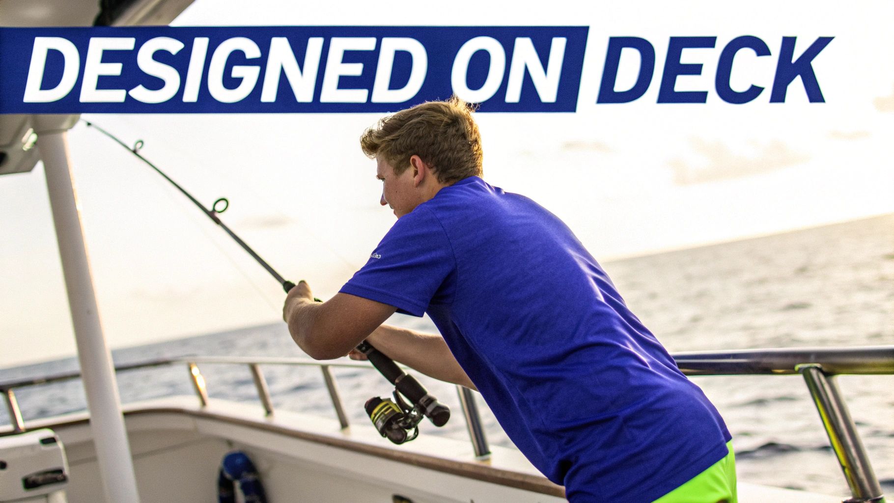 Two men in fishing shirts on a boat deck