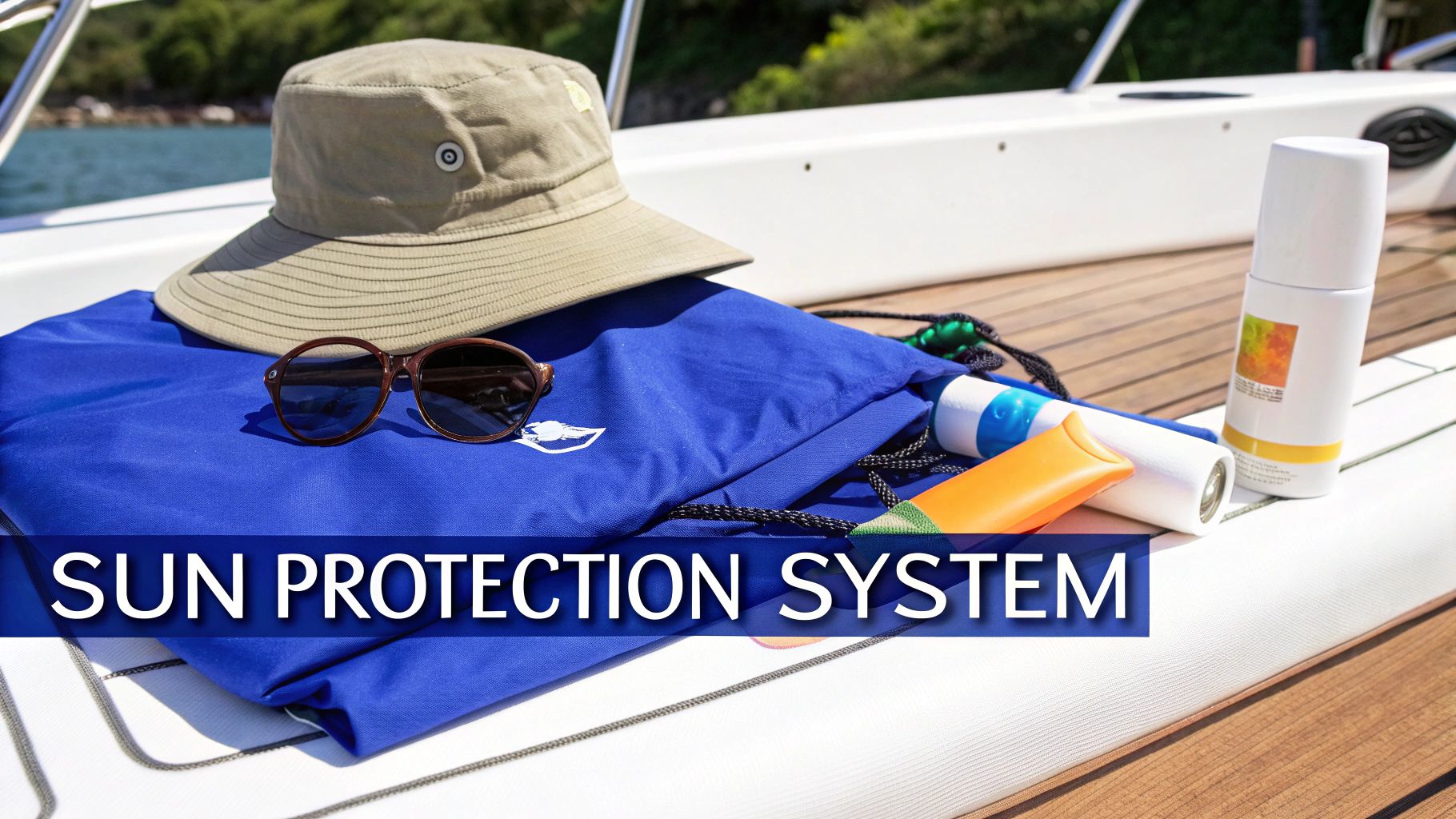 An angler on a boat, wearing full sun protection gear including a hat, sunglasses, and long-sleeved shirt, silhouetted against a bright sun.