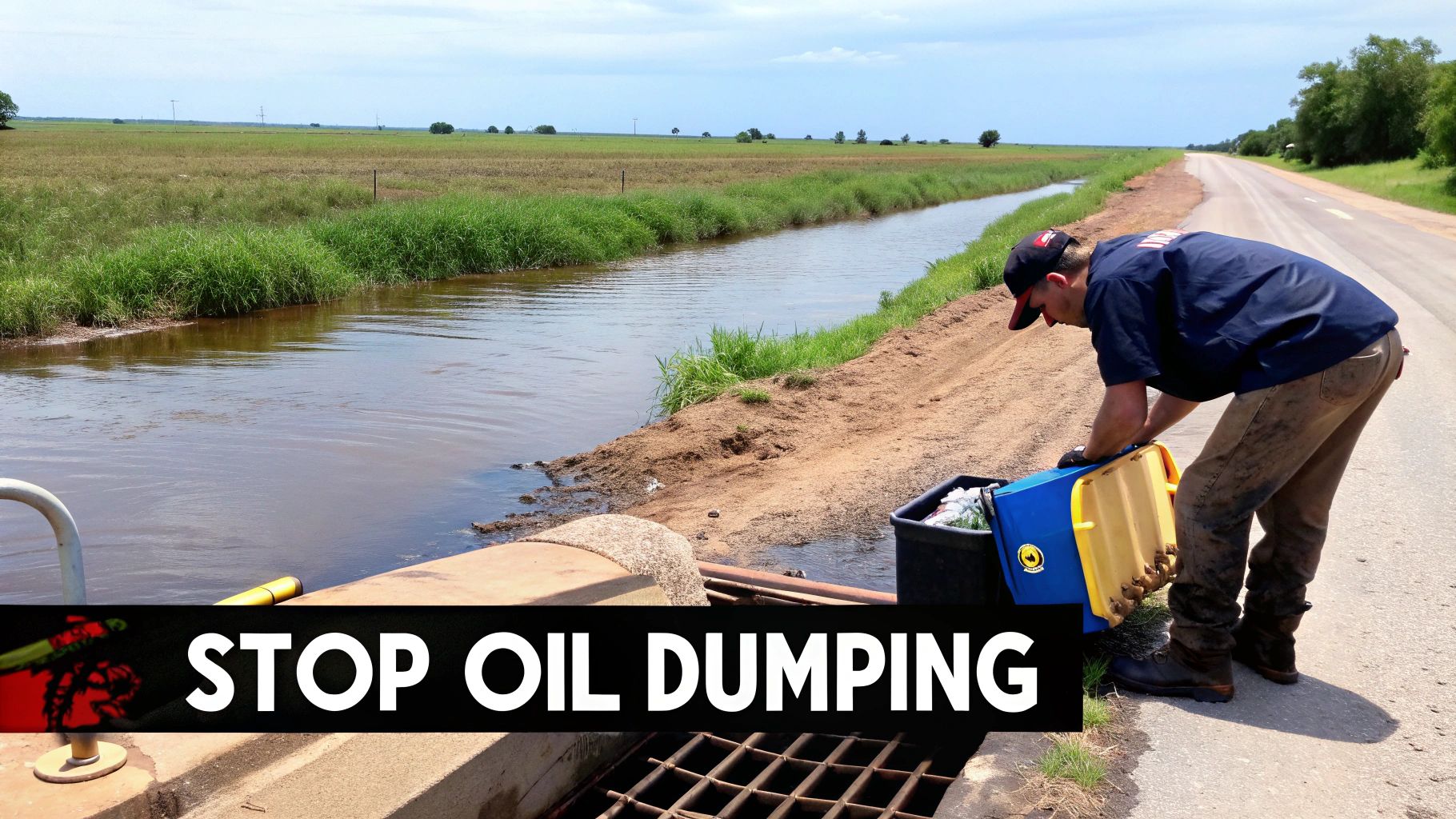 A person pouring fresh, golden engine oil into a car engine, highlighting the clean start before it becomes waste.