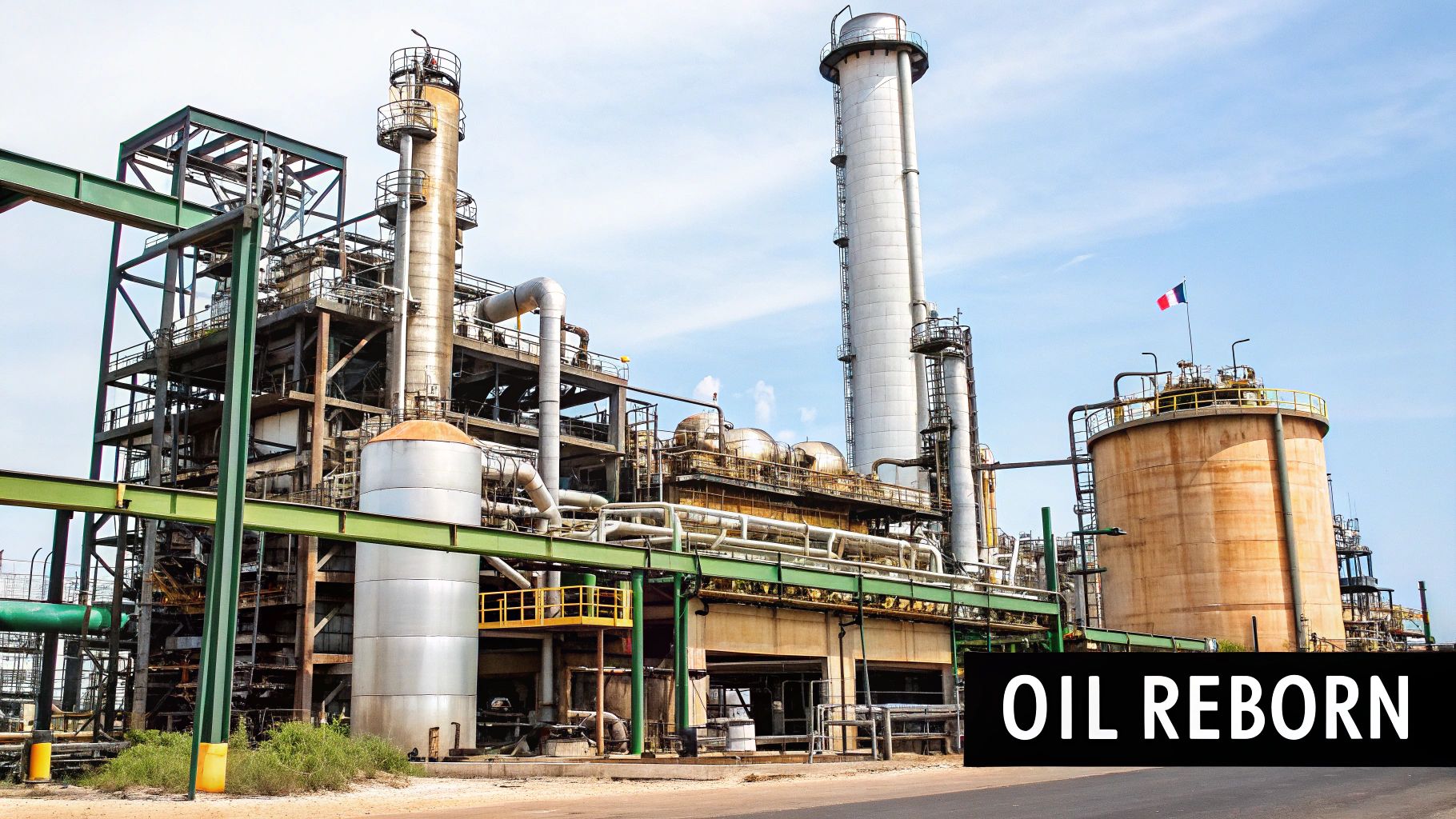 Person pouring clean, re-refined oil into a container, symbolising the recycling process.