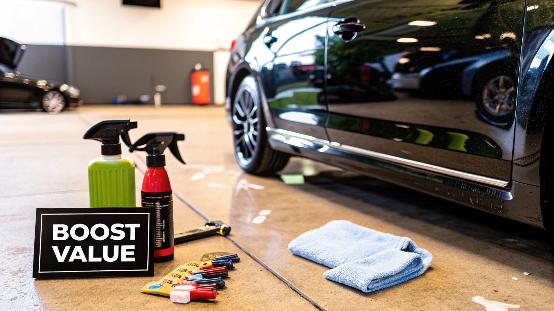A person cleaning and detailing the interior of a car