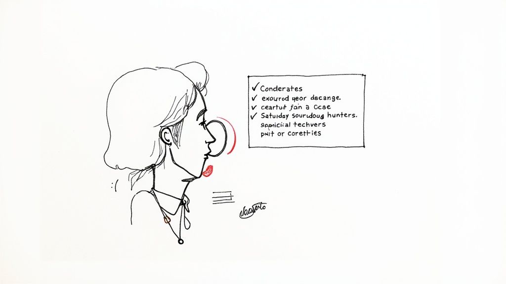 Person with stethoscope reading checklist about event planning including sourdough hunters and technical details