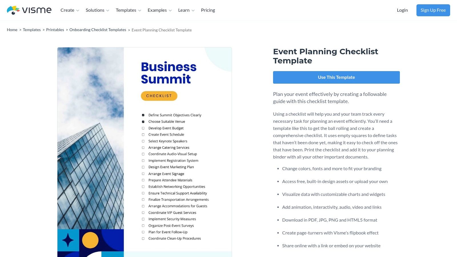 Visme – Event planning checklist templates (editable)
