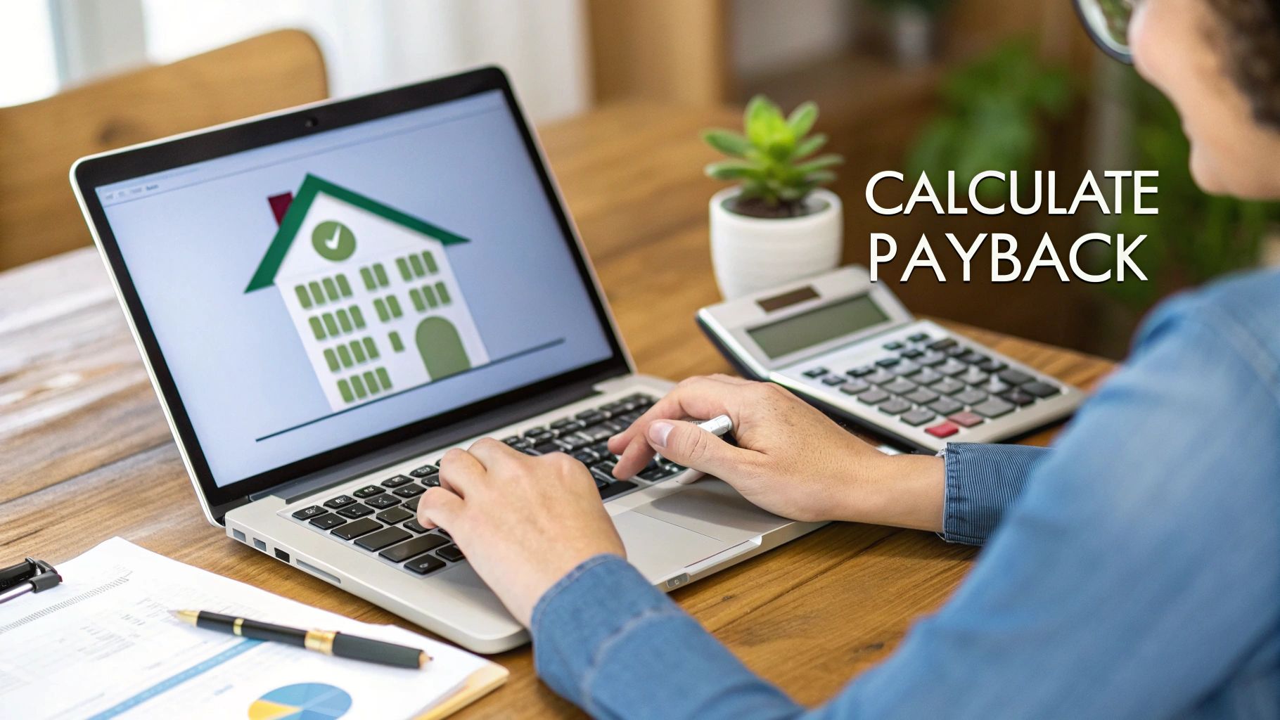 A homeowner happily reviewing their energy bill after installing solar panels.