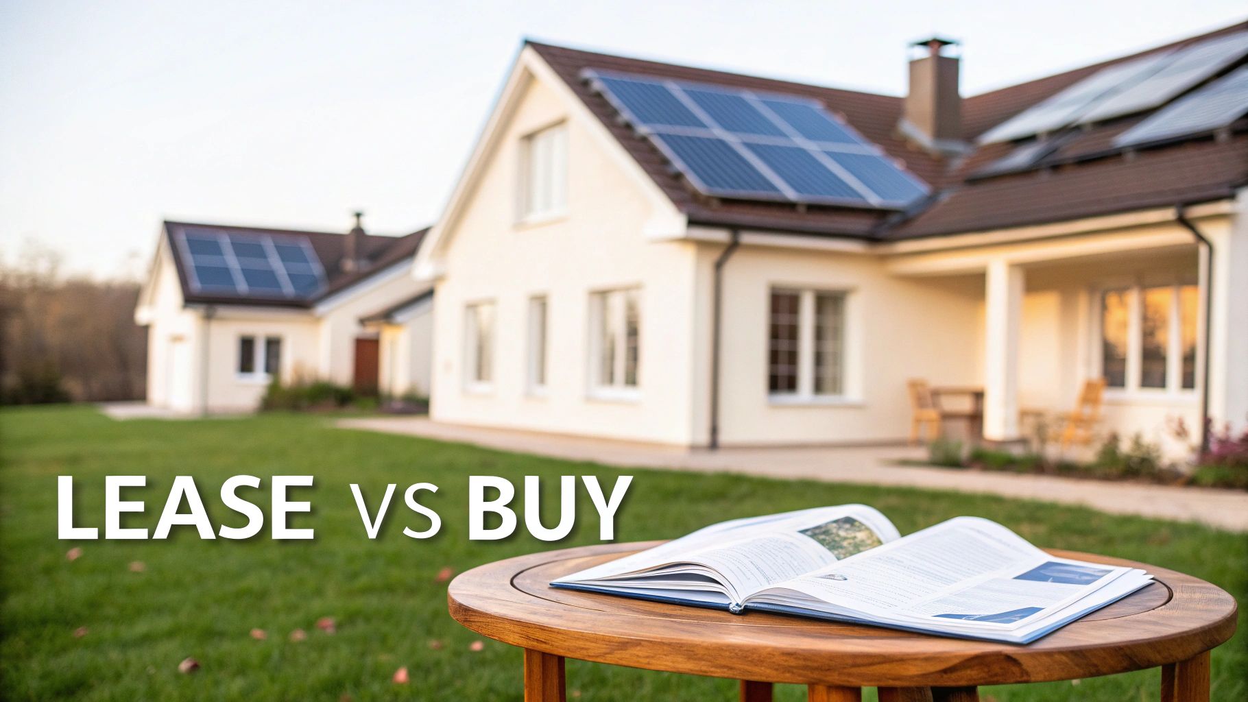 A modern house with solar panels installed on a sunny day