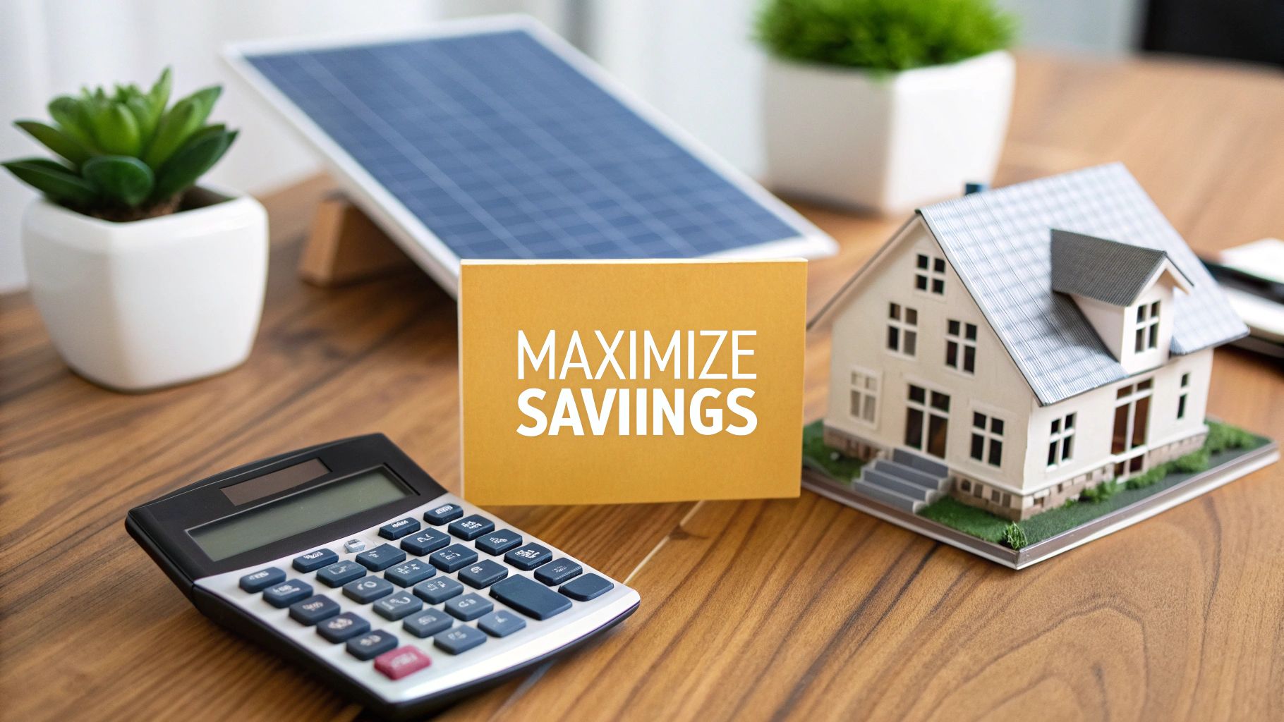 Homeowner reviewing documents with solar panels in the background.
