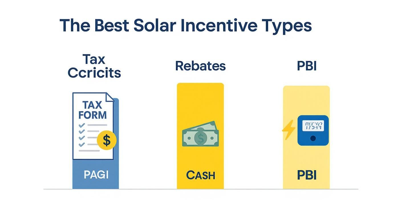 Infographic about solar incentives by state