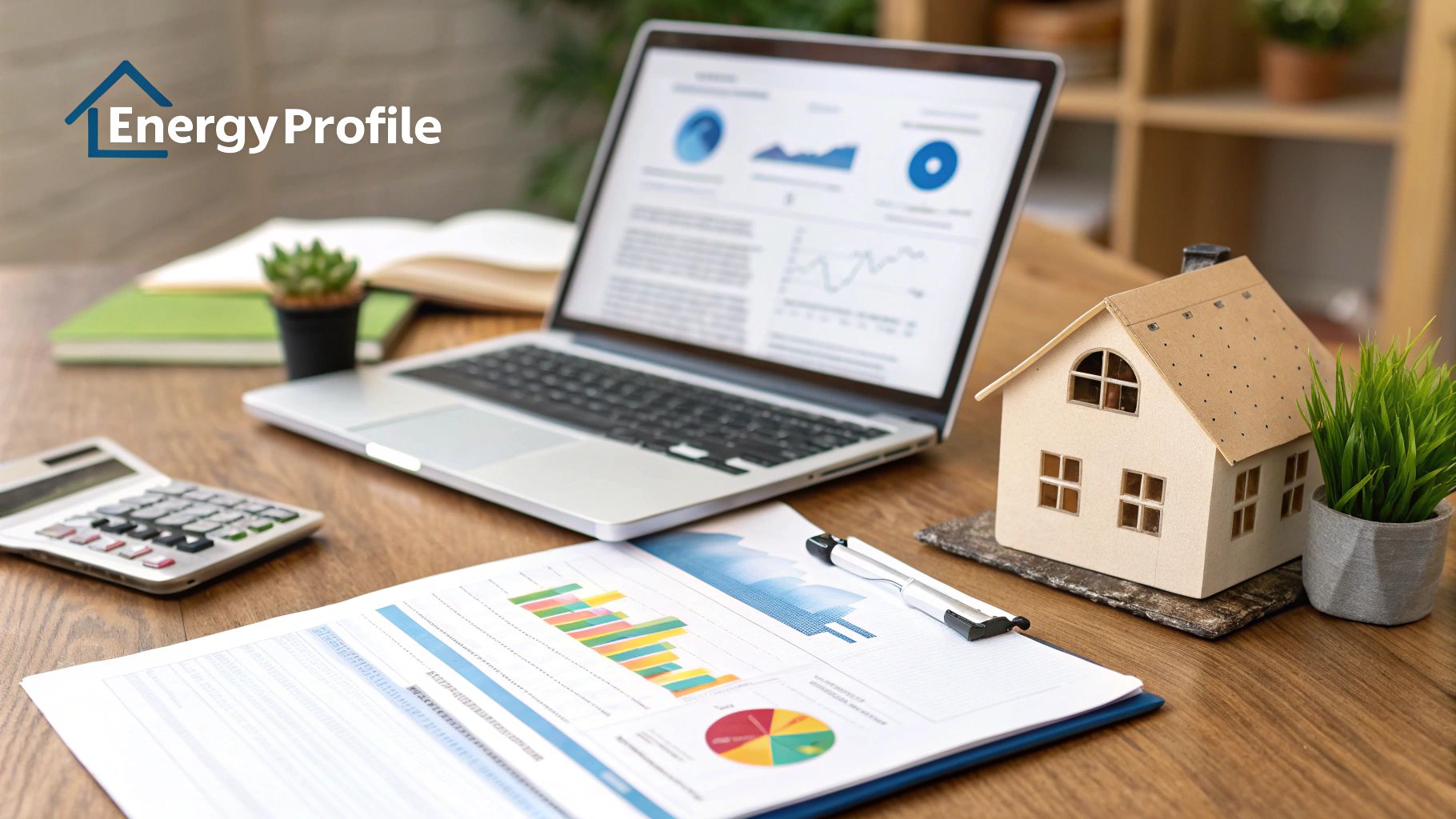 A line graph showing a sample household's monthly kWh consumption over one year, highlighting seasonal peaks and troughs to illustrate energy usage patterns.