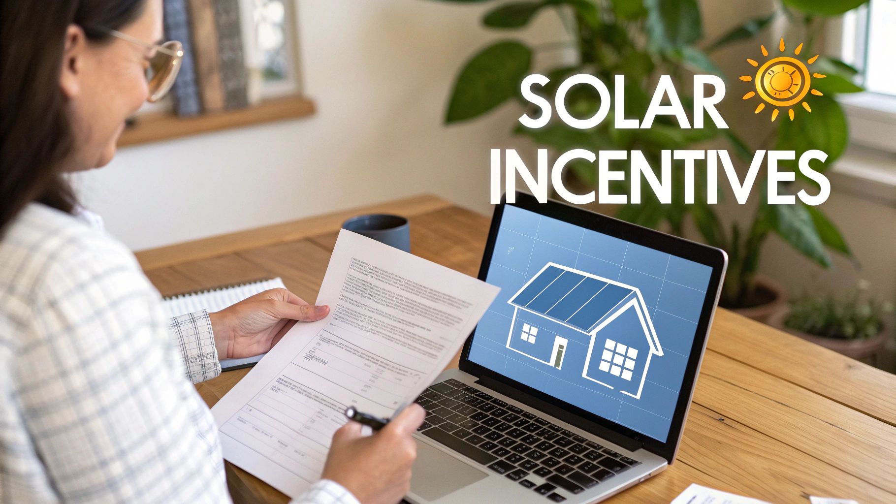 Solar panels installed on the roof of a modern house