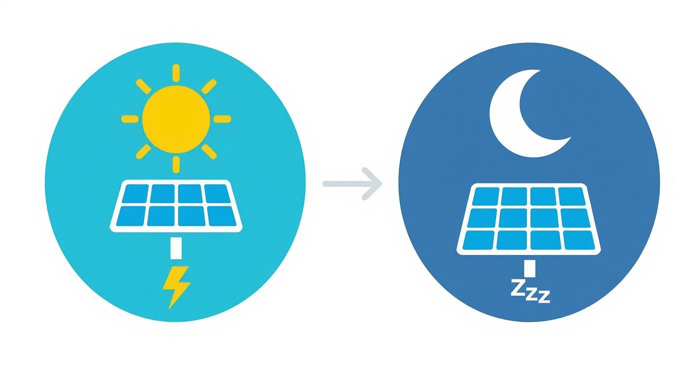 Infographic about how do solar panels work at night